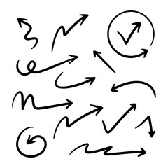 hand drawn arrow set. Doodle vector illustration. eps 10.