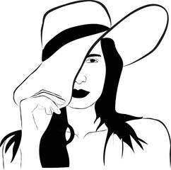 Hand Drawn Woman with Hat