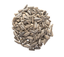 Sunflower seeds on transparent png. Top view