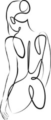 One Line Female Body Line Art Vector Woman