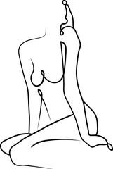 One Line Female Body Line Art Vector Woman