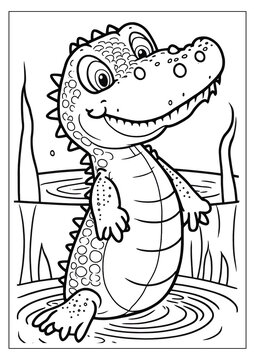 Coloring book page for children with Cute Wild animal cartoon vector illustration theme