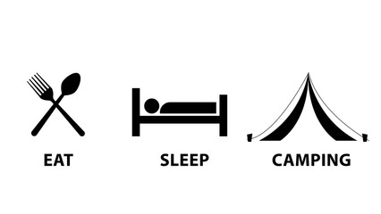Eat sleep camping illustration on white