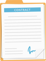 Folder with documents with signature, contract - obrazy, fototapety, plakaty
