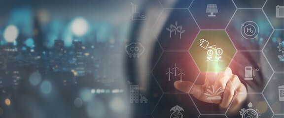 Accelerating investment in renewable energy, sustainable and clean tech. Carbon reduction strategy to limit climate change and global warming. Environmental protection, sustainable energy sources.