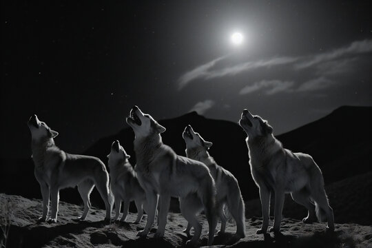Wolves howling at the moon