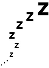 Zzz sleep snore text vector icon. Night sleepy noise sound illustration. Black simple sign for comics isolated on white background.
