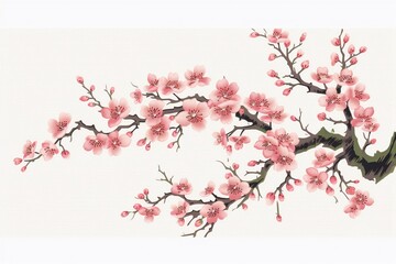 Fototapeta premium cherry blossom leaves and tree illustration