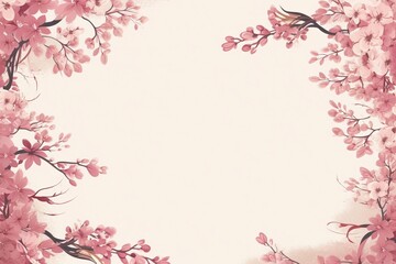 Naklejka na ściany i meble cherry blossom leaves and tree illustration