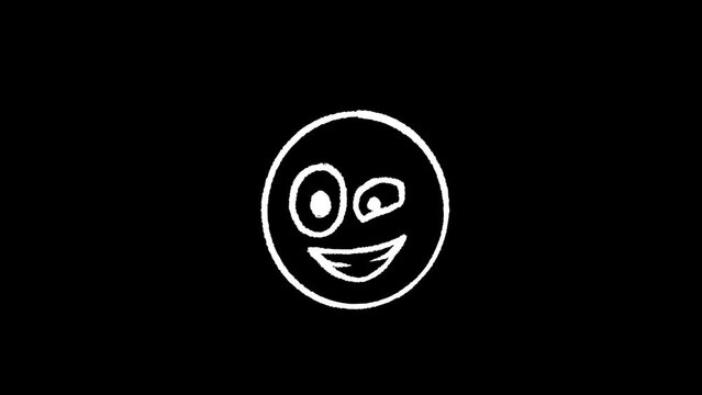 This is a stock motion graphic animation video of a doodle emoji outline drawing pack, on transparent alpha channel.