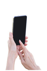 hand holding a smartphone isolated