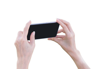 hand holding a smartphone isolated