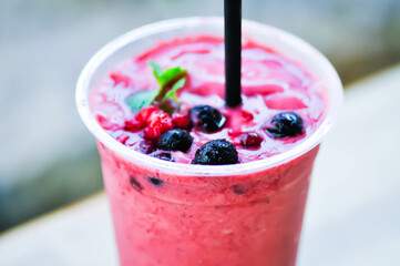 strawberry yogurt smoothie, mixed berry smoothieor berry smoothie with berry