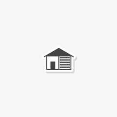 House with car garage logo sticker icon
