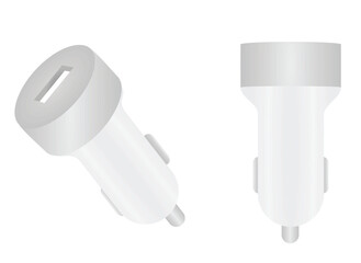 White phone car charger. vector illustration