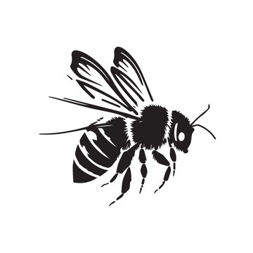 Bee, hornet, wasp, bumblebee vector image on a white background. Vector illustration silhouette svg.