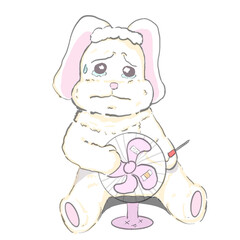 Icon rabbit cry because a fan die