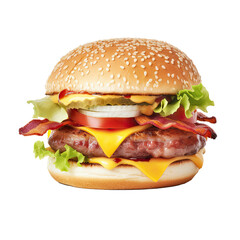Beef Burger on a Transparent Background - Generative AI	