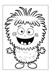 Coloring book page for children with cute adorable kawaii monster vector illustration theme