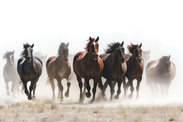 Obraz premium group of horses in field