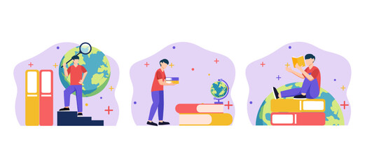 Flat Bundle World Book Day Design Illustration