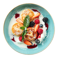 Portion of russian cottage cheese pancakes syrniki