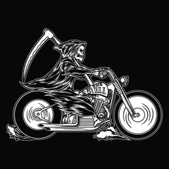 reaper rider of the night Black and White illustration