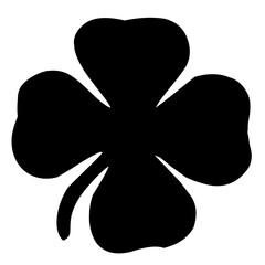 four leaf clover in black color isolated on white background. four leaf clover illustration.