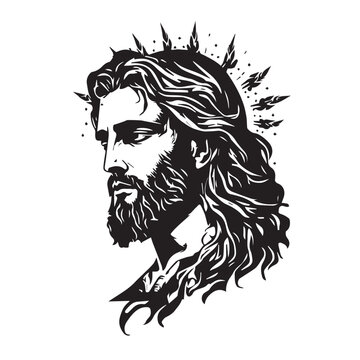 Jesus Christ. Vector illustration. Silhouette svg of Jesus, laser cutting cnc.