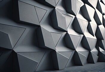 3D, Concrete Wall background with tiles. Diamond shaped, tile Wallpaper with Polished, Futuristic blocks. 3D Render. Generative AI