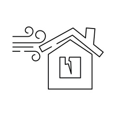 Storm damage house icon design. House vector icon. Damage broken house symbol isolated on white background. Vector illustration 
