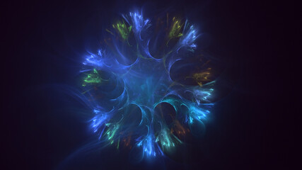 3D rendering abstract multicolor fractal light background