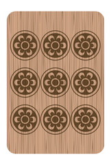 木彫り風の麻雀牌イラスト 九筒