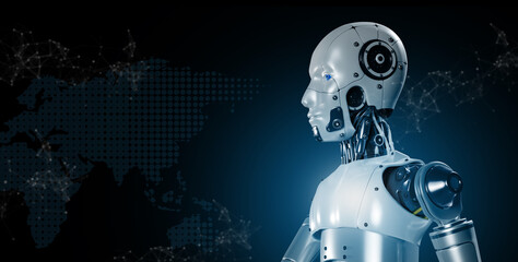 Fototapeta na wymiar Concept of Artificial intelligence, AI robot, brain, idea, development, think, futuristic technology transformation, science, robotic look, machine learning technology development
