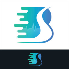 healthcare medical logo for anything related to health care sector. can be used to represent Bs or b or even S as initials of the brand or clinic name. Unique blue color heals eyes upon looking.