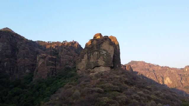 aerial view of a giant rock in tepoztlan
