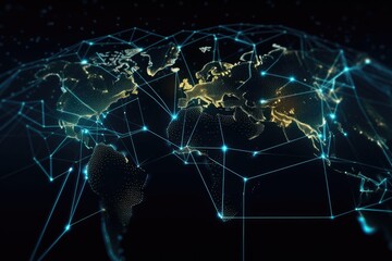 Obraz premium Worldmap Technology Network. Generative AI 