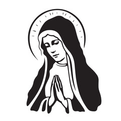 Virgin Mary, Our Lady. Vector illustration silhouette svg, laser cutting cnc.