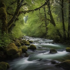 Obraz premium stream in the forest