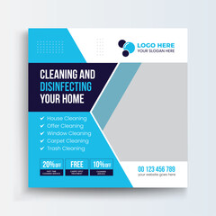Cleaning service business promotion social media post or web banner template design. Housekeeping, wash, clean or repair service. Cleaning service marketing post banner design.