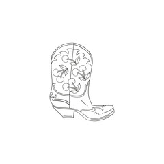 Howdy Valentines Day cowgirl cowboy cherry ornament boots vector illustration isolated on white. Wild west linear colouring page shoes print for 14 February holiday.