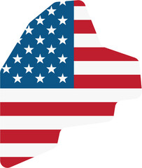 outline drawing of maine state map on usa flag.