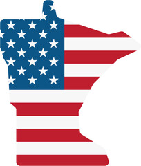 outline drawing of minnesota state map on usa flag.