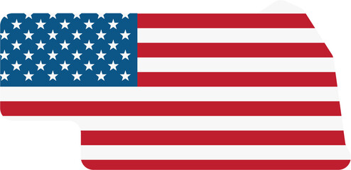 Naklejka premium outline drawing of nebraska state map on usa flag.
