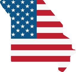 outline drawing of missouri state map on usa flag.