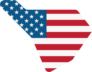 outline drawing of south carolina state map on usa flag.