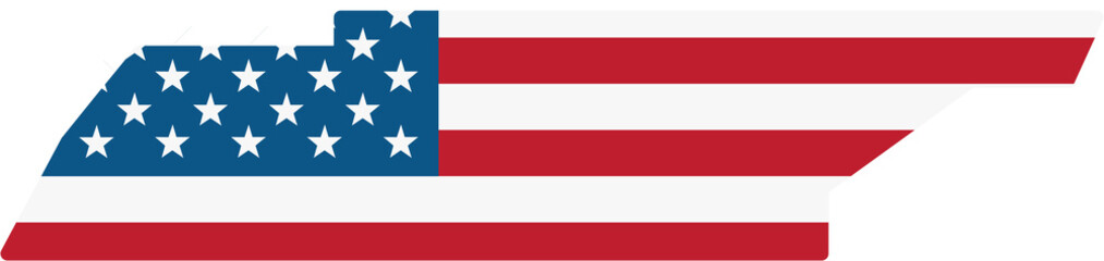 outline drawing of tennessee state map on usa flag.