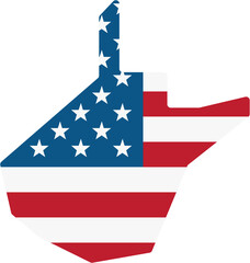 outline drawing of west virginia state map on usa flag.