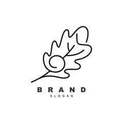 Simple minimal line oak leaf logo design template