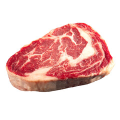 Isolated fresh raw marbled beef meat steak